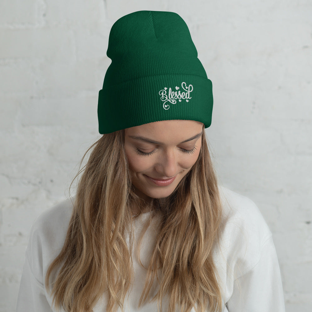 Blessed Hearts Cuffed Beanie